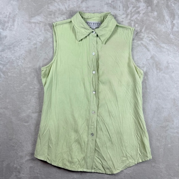Talbots Tops - Talbots Collection 100% Silk Sleeveless Button Down Blouse Light Green Size 6